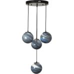 Avizemoda Galaksi 4 lü Gökyüzü Desen Camlı Salon Oturma Odası Modern Sarkıt Avize - (Siyah Kasa)