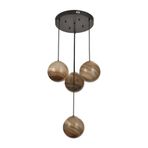 Avizemoda Galaksi 4 lü Toprak Desen Camlı Salon Oturma Odası Modern Sarkıt Avize - (Siyah Kasa)