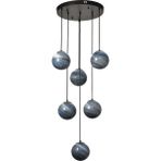 Avizemoda Galaksi 6 lı Gökyüzü Desen Camlı Salon Oturma Odası Modern Sarkıt Avize - (Siyah Kasa)