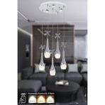 Avizemoda Lale 5'li Power Ledli Kumandalı Modern Lüks Sarkıt Avize, 3 Renk: Sarı-beyaz-gün Işığı - Krom