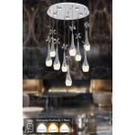 Avizemoda Lale 9'lu Power Ledli Kumandalı Modern Lüks Sarkıt Avize, 3 Renk: Sarı-beyaz-gün Işığı - Krom