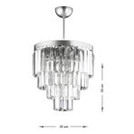 Avizemoda Linsa 35 Cm'Lik Kristal Cam Taşlı Lüks Avize - (Gümüş Yaldız)