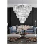 Avizemoda Linsa 55 Cm'Lik Kristal Cam Taşlı Lüks Avize - (Gümüş Yaldız)