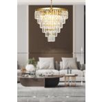Avizemoda Linsa 55 Cm'Lik Kristal Cam Taşlı Lüks Avize - (Sarı Yaldız)