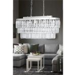 Avizemoda Linsa 70x30 Cm'Lik Kristal Cam Taşlı Yemek Masası Üstü Lüks Avize - (Gümüş Yaldız)