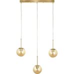 Avizemoda Miya 3 lü Yemek Masası Üstü Bal Camlı Modern Sarkıt Avize - (Gold Kaplama)