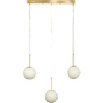 Avizemoda Miya 3 lü Yemek Masası Üstü Beyaz Camlı Modern Sarkıt Avize - (Gold Kaplama)