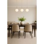 Avizemoda Miya 3 lü Yemek Masası Üstü Beyaz Camlı Modern Sarkıt Avize - (Krom Kaplama)