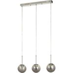 Avizemoda Miya 3 lü Yemek Masası Üstü Füme Camlı Modern Sarkıt Avize - (Krom Kaplama)