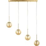Avizemoda Miya 4 lü Yemek Masası Üstü Bal Camlı Modern Sarkıt Avize - (Gold Kaplama)
