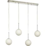 Avizemoda Miya 4 lü Yemek Masası Üstü Beyaz Camlı Modern Sarkıt Avize - (Krom Kaplama)