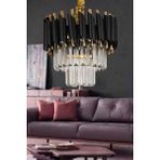 Avizemoda Palmira 30'luk Kristal Taşlı Lüks Avize - (siyah-gold) - Siyah - Gold