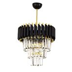 Avizemoda Palmira 35'Lik Kristal Taşlı Lüks Avize - (Siyah-Gold)