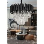 Avizemoda Palmira 40'lık Kristal Taşlı Lüks Avize - (siyah-krom) - Siyah - Krom