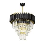 Avizemoda Palmira 45'lik Kristal Taşlı Lüks Avize - Siyah-gold