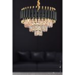 Avizemoda Palmira 45'lik Prizma Kesim Kristal Taşlı Lüks Avize - (siyah-gold) - Siyah - Gold