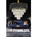 Avizemoda Palmira 50'Lik Kristal Taşlı Lüks Avize - (Siyah-Gold)