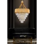 Avizemoda Palmira 55'lik Kristal Taşlı Lüks Avize - (sarı-yaldız) - Sarı Yaldız