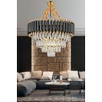 Avizemoda Palmira 55'lik Prizma Kesim Kristal Taşlı Lüks Avize - (siyah-gold) - Siyah - Gold