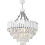 Avizemoda Palmira 55'lik Prizma Kesim Kristal Taşlı Lüks Salon Avize - (Beyaz Krom)