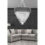 Avizemoda Palmira 60 Cm'lik Kristal Taşlı Lüks Avize 6'lı - (siyah-krom) - Gümüş - Siyah