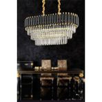 Avizemoda Palmira 75x35 Cm Kristal Taşlı 3 Katlı Lüks Yemek Masası Üstü Avize 6'lı - (siyah-gold) - Siyah - Gold