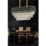 Avizemoda Palmira 75x35 Cm Kristal Taşlı 3 Katlı Lüks Yemek Masası Üstü Avize 6'lı - (Siyah-Gold)