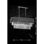 Avizemoda Palmira 75x35 Cm Kristal Taşlı Lüks Yemek Masası Üstü Avize 6'lı - (Siyah-Krom)