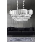 Avizemoda Palmira 75X35 Cm'lik 3 Katlı Prizma Kesim Kristal Taşlı Lüks Avize 6'lı - (Gümüş-Yaldız) - Gümüş Yaldız