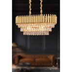 Avizemoda Palmira 75x35 Cm'lik 3 Katlı Prizma Kesim Kristal Taşlı Lüks Avize 6'lı - (sarı-yaldız) - Sarı Yaldız