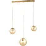 Avizemoda Pigaro 3 lü Yemek Masası Üstü Bal Renk Camlı Modern Sarkıt Avize - (Gold Kaplama)