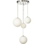 Avizemoda Pigaro 4 lü Beyaz Renk Camlı Salon Oturma Odası Modern Sarkıt Avize - (Krom Kaplama)