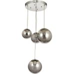 Avizemoda Pigaro 4 lü Füme Renk Camlı Salon Oturma Odası Modern Sarkıt Avize - (Krom Kaplama)