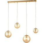 Avizemoda Pigaro 4 lü Yemek Masası Üstü Bal Renk Camlı Modern Sarkıt Avize - (Gold Kaplama)