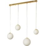 Avizemoda Pigaro 4 lü Yemek Masası Üstü Beyaz Renk Camlı Modern Sarkıt Avize - (Gold Kaplama)