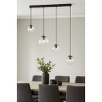 Avizemoda Pigaro 4 lü Yemek Masası Üstü Şeffaf Camlı Modern Sarkıt Avize - (Siyah Kasa)
