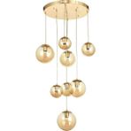 Avizemoda Pigaro 8 li Bal Renk Camlı Salon Oturma Odası Modern Sarkıt Avize - (Gold Kaplama)