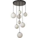 Avizemoda Pigaro 8 li Beyaz Renk Camlı Salon Oturma Odası Modern Sarkıt Avize - (Siyah Kasa)