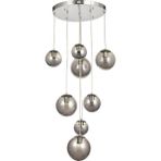 Avizemoda Pigaro 8 li Füme Renk Camlı Salon Oturma Odası Modern Sarkıt Avize - (Krom Kaplama)