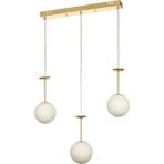 Avizemoda Pinza 3 lü Yemek Masası Üstü Beyaz Camlı Modern Sarkıt Avize - (Gold Kaplama)