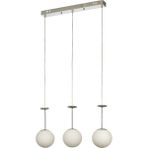 Avizemoda Pinza 3 lü Yemek Masası Üstü Beyaz Camlı Modern Sarkıt Avize - (Krom Kaplama)