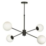 Avizemoda Pinza 4 lü Beyaz Camlı Salon Oturma Odası Modern Kollu Avize - (Siyah)