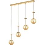 Avizemoda Pinza 4 lü Yemek Masası Üstü Bal Camlı Modern Sarkıt Avize - (Gold Kaplama)