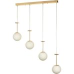 Avizemoda Pinza 4 lü Yemek Masası Üstü Beyaz Camlı Modern Sarkıt Avize - (Gold Kaplama)