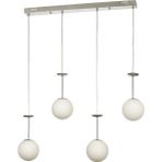 Avizemoda Pinza 4 lü Yemek Masası Üstü Beyaz Camlı Modern Sarkıt Avize - (Krom Kaplama)