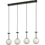 Avizemoda Pinza 4 lü Yemek Masası Üstü Beyaz Camlı Modern Sarkıt Avize - (Siyah) - Siyah - Beyaz