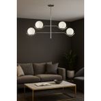 Avizemoda Ranya 4 lü Beyaz Camlı Salon Oturma Odası Modern Kollu Avize - (Krom Kaplama)