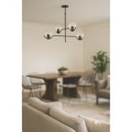 Avizemoda Ranya 4 Lü Şeffaf Camlı Salon Oturma Odası Modern Kollu Avize - (SİYAH)