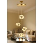 Avizemoda Savona 4 lü Sarkıt Dimmer Kumandalı 3 Renk Ledli (Sarı-Beyaz-Gün Işığı) Modern Akrilik Avize -Gold