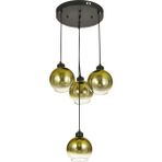 Avizemoda Side 4 lü Gold Camlı Salon Oturma Odası Modern Sarkıt Avize - (Siyah Kasa)